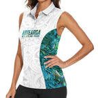 Custom New Zealand Aotearoa Women Sleeveless Polo Shirt Green Maori Paua Shell Indigenous - Aussie Hoodie