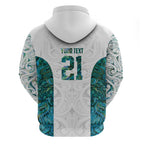 Custom New Zealand Aotearoa Zip Hoodie Green Maori Paua Shell Indigenous - Aussie Hoodie