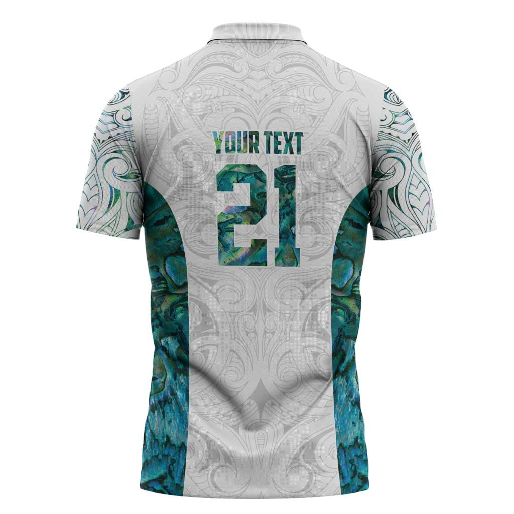 Custom New Zealand Aotearoa Zipper Polo Shirt Green Maori Paua Shell Indigenous - Aussie Hoodie