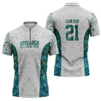 Custom New Zealand Aotearoa Zipper Polo Shirt Green Maori Paua Shell Indigenous - Aussie Hoodie