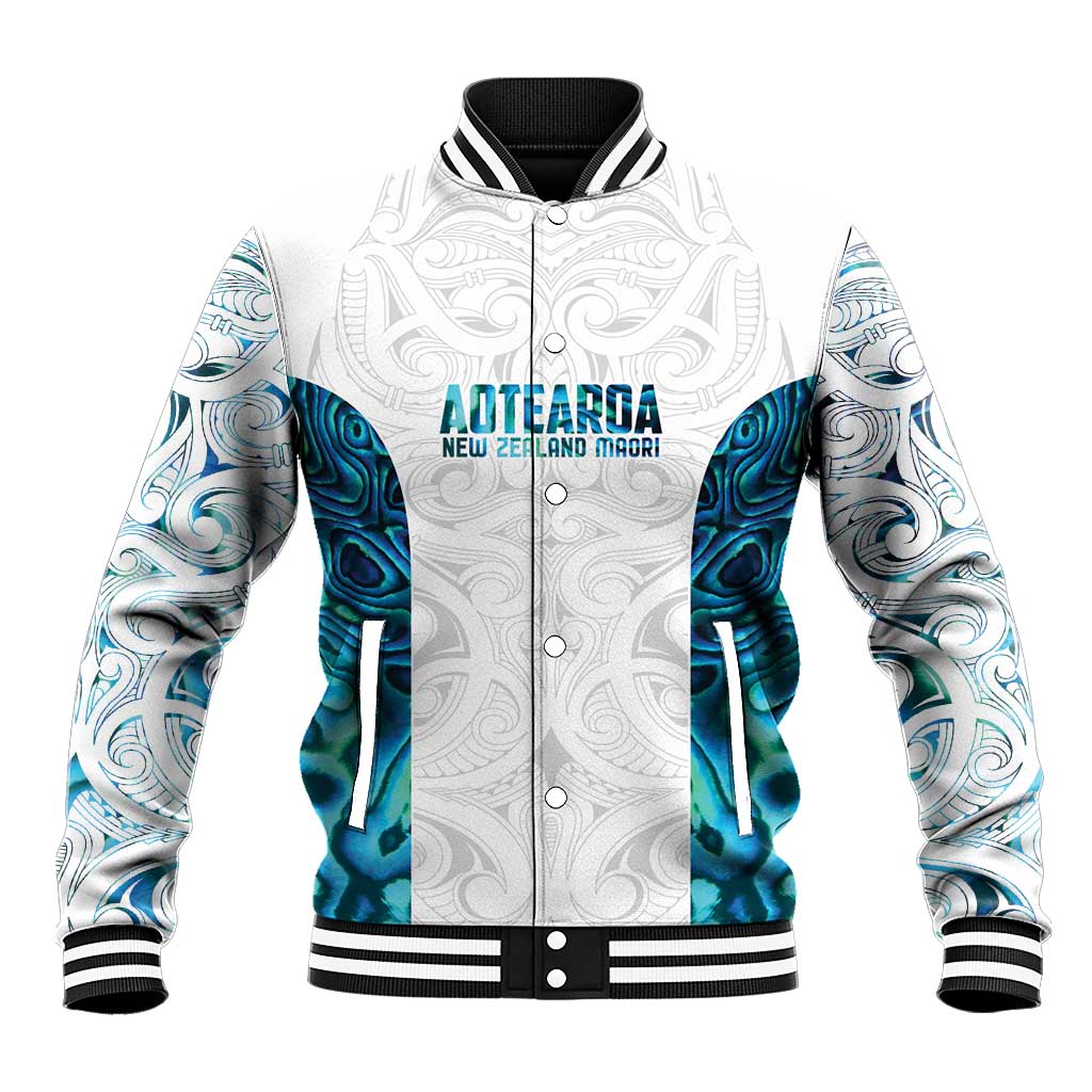 Custom New Zealand Aotearoa Baseball Jacket Maori Paua Shell Indigenous - Aussie Hoodie