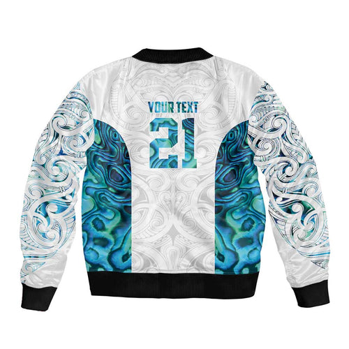 Custom New Zealand Aotearoa Bomber Jacket Maori Paua Shell Indigenous - Aussie Hoodie