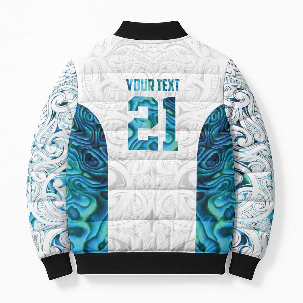 Custom New Zealand Aotearoa Bomber Puffer Jacket Maori Paua Shell Indigenous - Aussie Hoodie