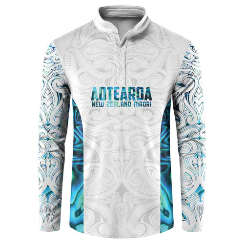 Custom New Zealand Aotearoa Button Sweatshirt Maori Paua Shell Indigenous - Aussie Hoodie
