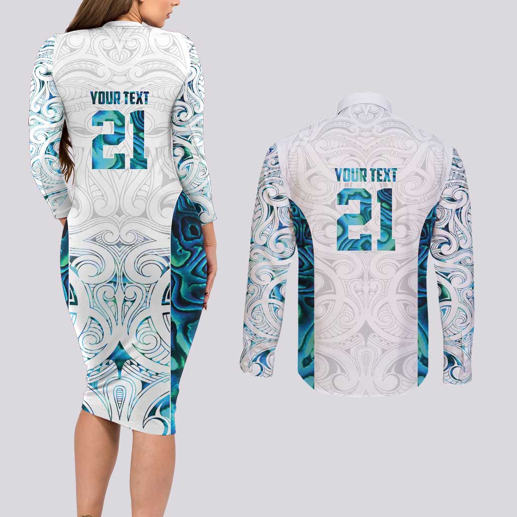 Custom New Zealand Aotearoa Couples Matching Long Sleeve Bodycon Dress and Long Sleeve Button Shirt Maori Paua Shell Indigenous - Aussie Hoodie
