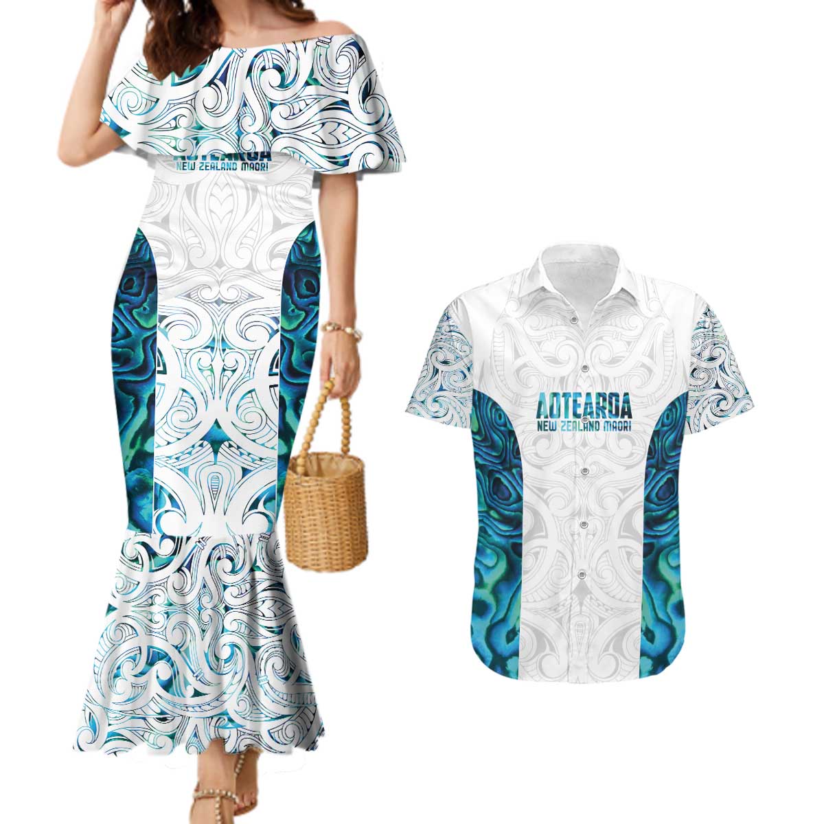 Custom New Zealand Aotearoa Couples Matching Mermaid Dress and Hawaiian Shirt Maori Paua Shell Indigenous - Aussie Hoodie