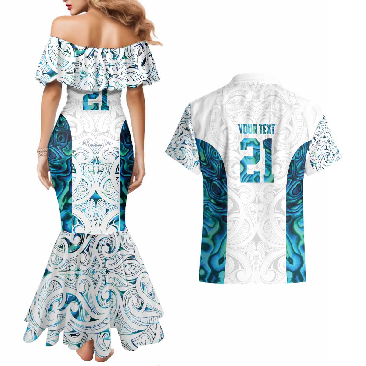 Custom New Zealand Aotearoa Couples Matching Mermaid Dress and Hawaiian Shirt Maori Paua Shell Indigenous - Aussie Hoodie