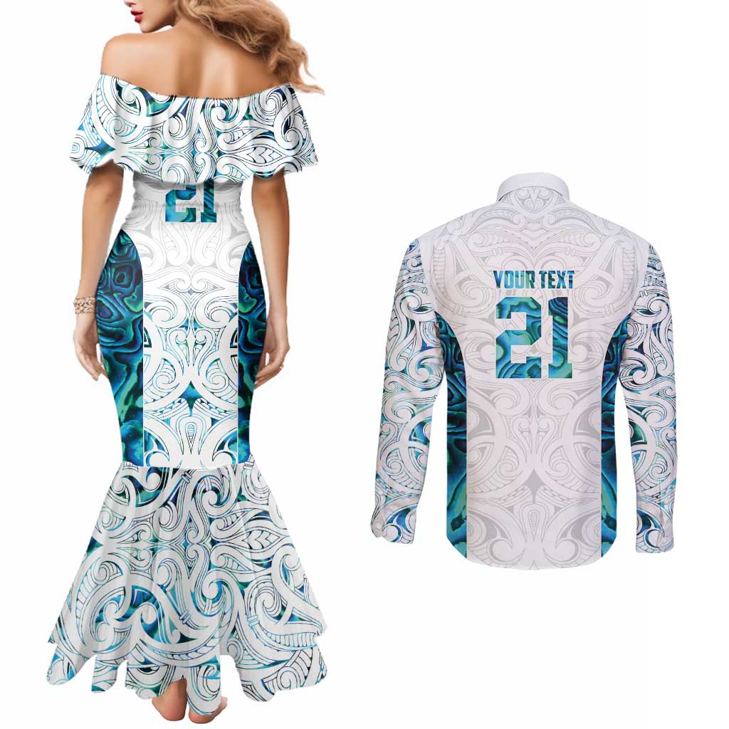 Custom New Zealand Aotearoa Couples Matching Mermaid Dress and Long Sleeve Button Shirt Maori Paua Shell Indigenous - Aussie Hoodie