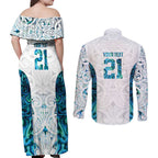 Custom New Zealand Aotearoa Couples Matching Off Shoulder Maxi Dress and Long Sleeve Button Shirt Maori Paua Shell Indigenous - Aussie Hoodie