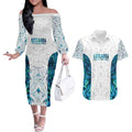 Custom New Zealand Aotearoa Couples Matching Off The Shoulder Long Sleeve Dress and Hawaiian Shirt Maori Paua Shell Indigenous - Aussie Hoodie