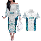 Custom New Zealand Aotearoa Couples Matching Off The Shoulder Long Sleeve Dress and Hawaiian Shirt Maori Paua Shell Indigenous - Aussie Hoodie