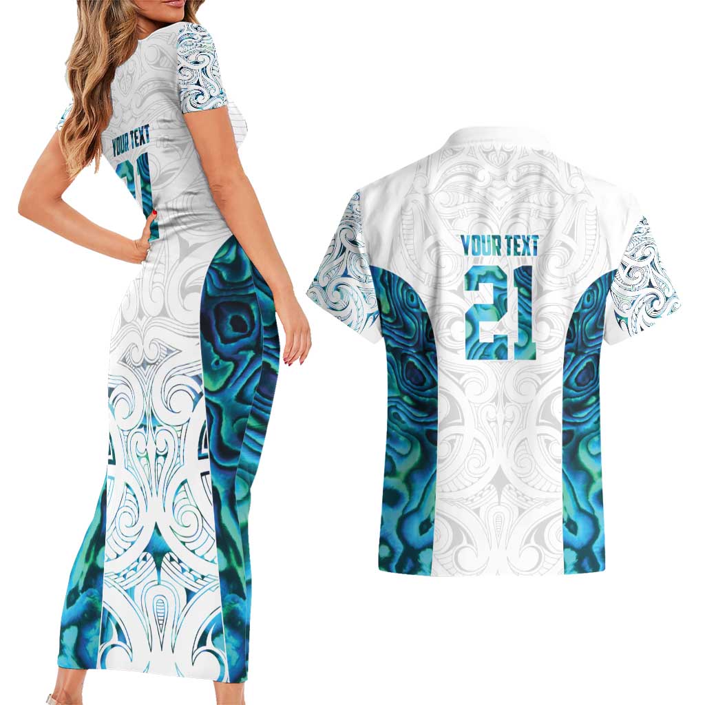 Custom New Zealand Aotearoa Couples Matching Short Sleeve Bodycon Dress and Hawaiian Shirt Maori Paua Shell Indigenous - Aussie Hoodie