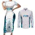Custom New Zealand Aotearoa Couples Matching Short Sleeve Bodycon Dress and Long Sleeve Button Shirt Maori Paua Shell Indigenous - Aussie Hoodie