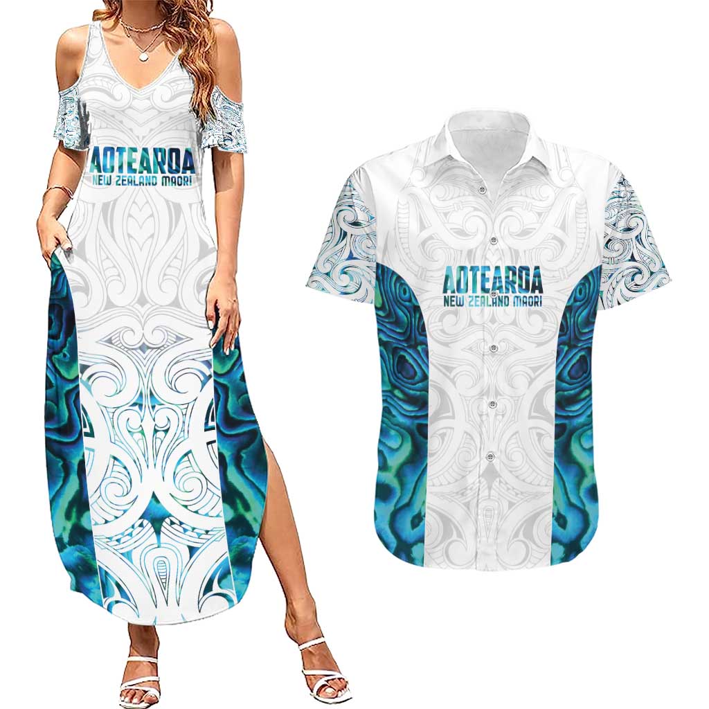 Custom New Zealand Aotearoa Couples Matching Summer Maxi Dress and Hawaiian Shirt Maori Paua Shell Indigenous - Aussie Hoodie