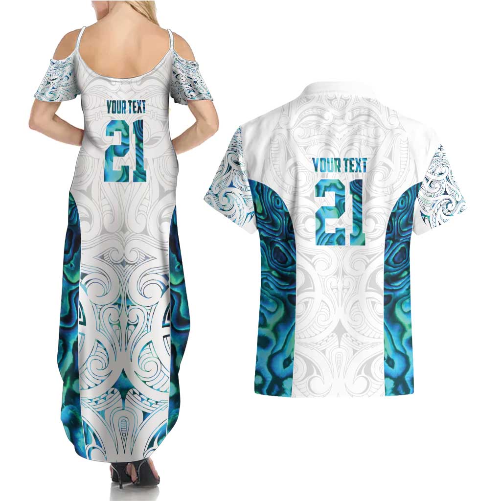 Custom New Zealand Aotearoa Couples Matching Summer Maxi Dress and Hawaiian Shirt Maori Paua Shell Indigenous - Aussie Hoodie