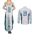 Custom New Zealand Aotearoa Couples Matching Summer Maxi Dress and Long Sleeve Button Shirt Maori Paua Shell Indigenous - Aussie Hoodie