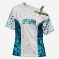Custom New Zealand Aotearoa Cross Shoulder Shirt Maori Paua Shell Indigenous - Aussie Hoodie