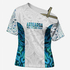 Custom New Zealand Aotearoa Cross Shoulder Shirt Maori Paua Shell Indigenous - Aussie Hoodie