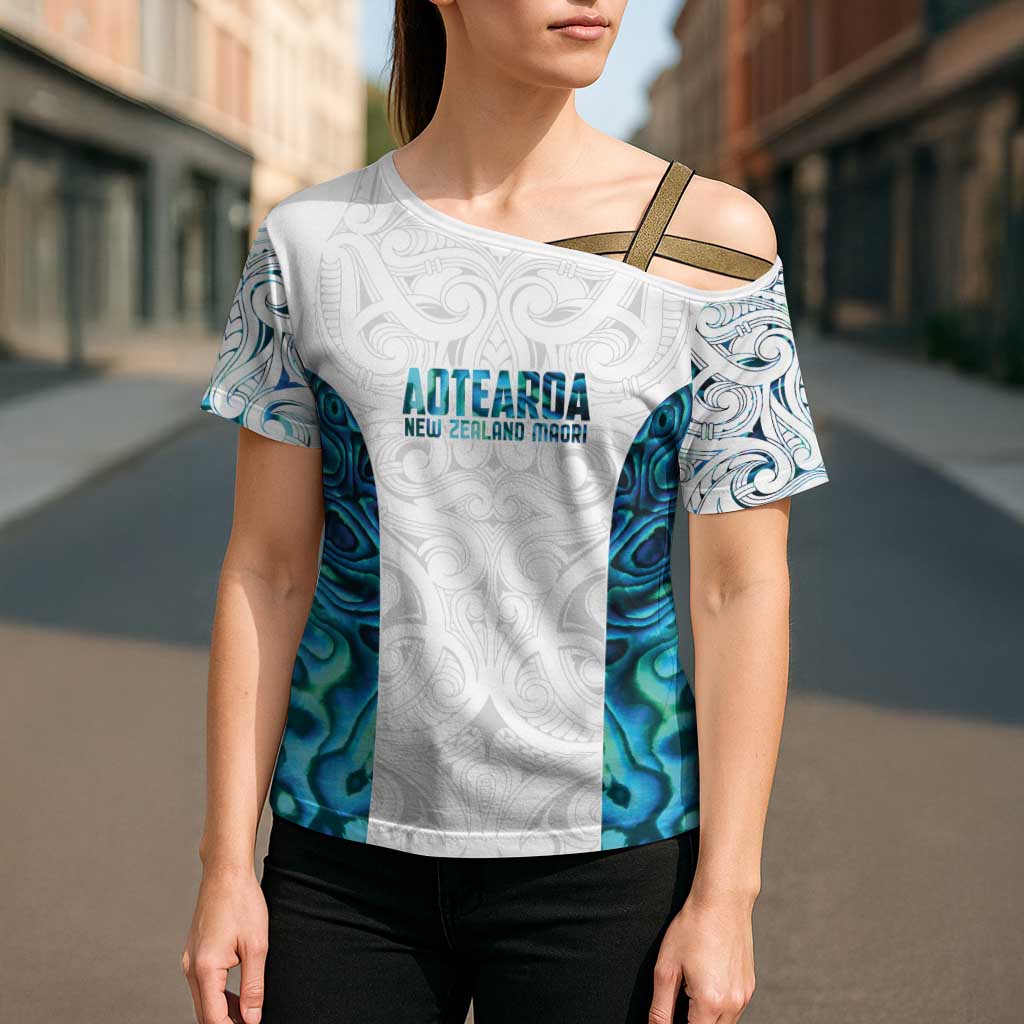 Custom New Zealand Aotearoa Cross Shoulder Shirt Maori Paua Shell Indigenous - Aussie Hoodie
