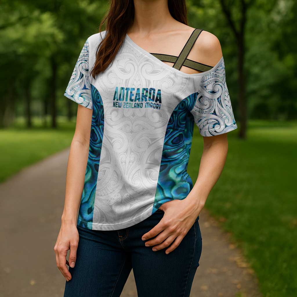 Custom New Zealand Aotearoa Cross Shoulder Shirt Maori Paua Shell Indigenous - Aussie Hoodie