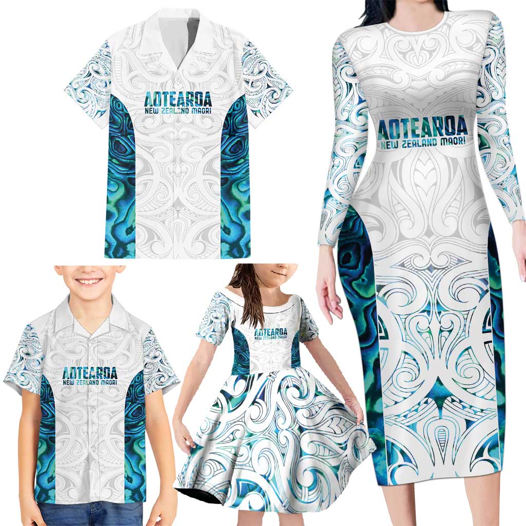 Custom New Zealand Aotearoa Family Matching Long Sleeve Bodycon Dress and Hawaiian Shirt Maori Paua Shell Indigenous - Aussie Hoodie