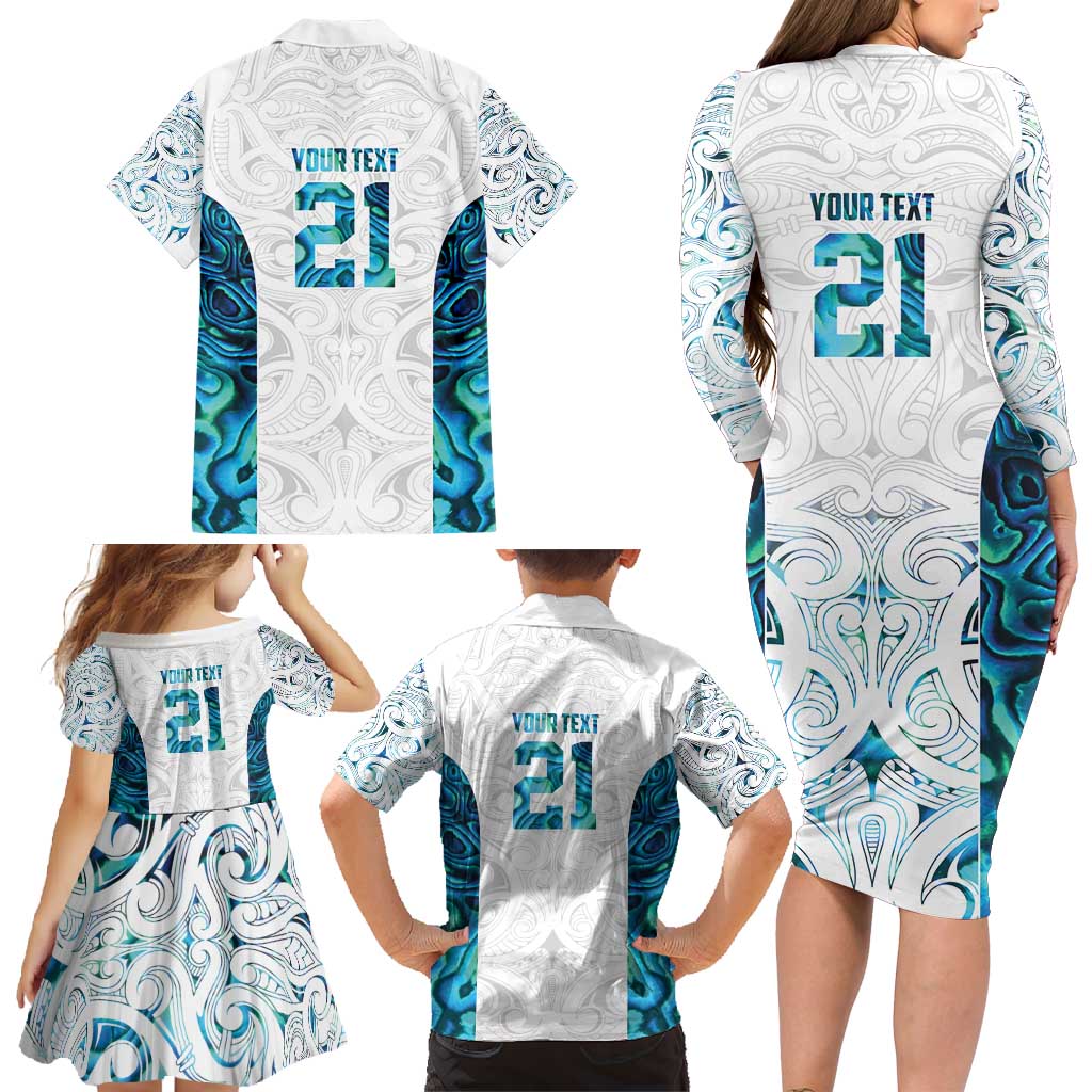 Custom New Zealand Aotearoa Family Matching Long Sleeve Bodycon Dress and Hawaiian Shirt Maori Paua Shell Indigenous - Aussie Hoodie
