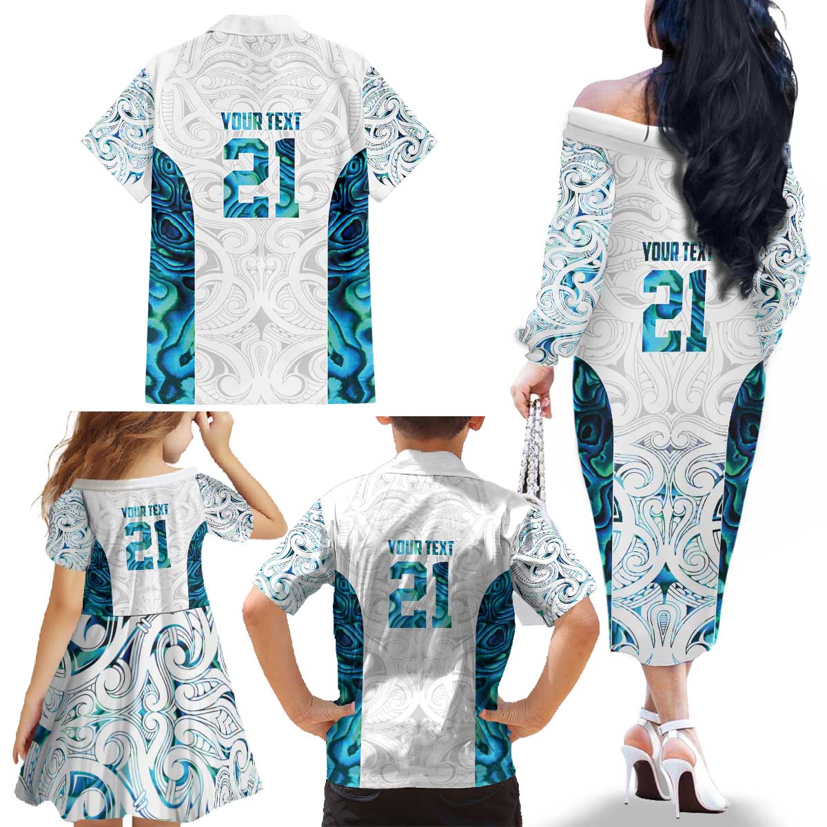 Custom New Zealand Aotearoa Family Matching Off The Shoulder Long Sleeve Dress and Hawaiian Shirt Maori Paua Shell Indigenous - Aussie Hoodie