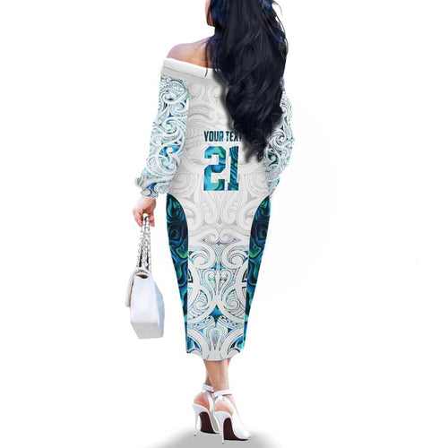 Custom New Zealand Aotearoa Family Matching Off The Shoulder Long Sleeve Dress and Hawaiian Shirt Maori Paua Shell Indigenous - Aussie Hoodie