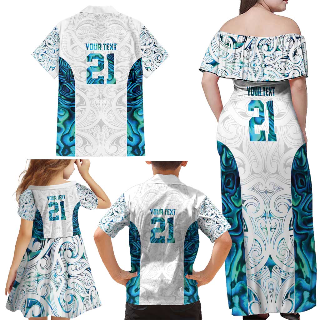 Custom New Zealand Aotearoa Family Matching Off Shoulder Maxi Dress and Hawaiian Shirt Maori Paua Shell Indigenous - Aussie Hoodie