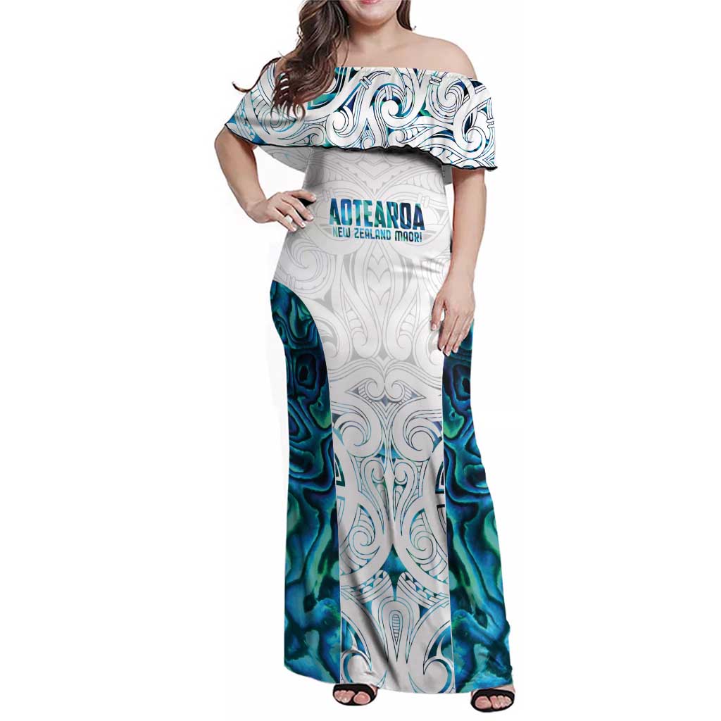 Custom New Zealand Aotearoa Family Matching Off Shoulder Maxi Dress and Hawaiian Shirt Maori Paua Shell Indigenous - Aussie Hoodie