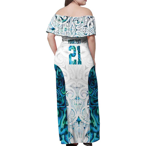 Custom New Zealand Aotearoa Family Matching Off Shoulder Maxi Dress and Hawaiian Shirt Maori Paua Shell Indigenous - Aussie Hoodie