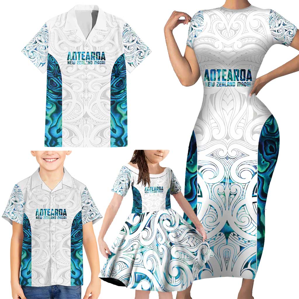 Custom New Zealand Aotearoa Family Matching Short Sleeve Bodycon Dress and Hawaiian Shirt Maori Paua Shell Indigenous - Aussie Hoodie