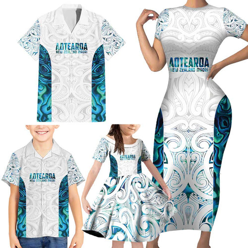 Custom New Zealand Aotearoa Family Matching Short Sleeve Bodycon Dress and Hawaiian Shirt Maori Paua Shell Indigenous - Aussie Hoodie