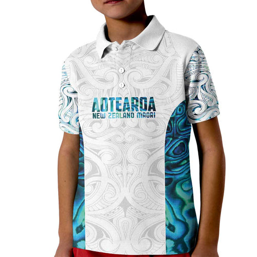 Custom New Zealand Aotearoa Kid Polo Shirt Maori Paua Shell Indigenous - Aussie Hoodie