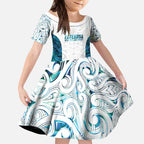 Custom New Zealand Aotearoa Kid Short Sleeve Dress Maori Paua Shell Indigenous - Aussie Hoodie