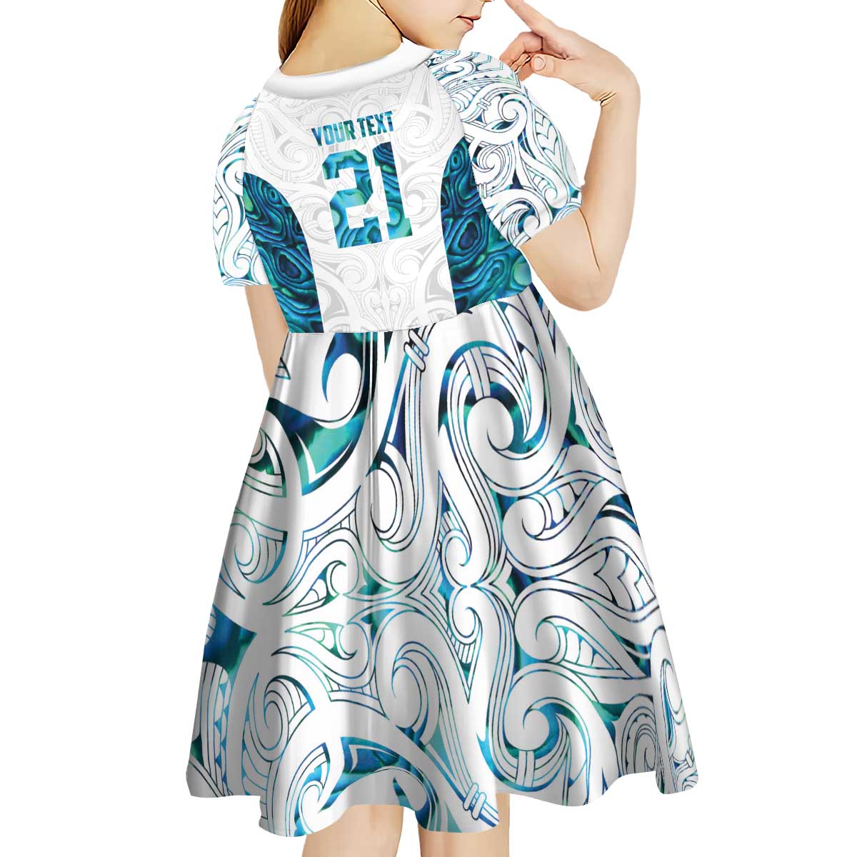 Custom New Zealand Aotearoa Kid Short Sleeve Dress Maori Paua Shell Indigenous - Aussie Hoodie
