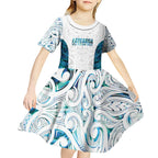 Custom New Zealand Aotearoa Kid Short Sleeve Dress Maori Paua Shell Indigenous - Aussie Hoodie
