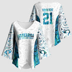 Custom New Zealand Aotearoa Kimono Sleeve Blouse Maori Paua Shell Indigenous - Aussie Hoodie