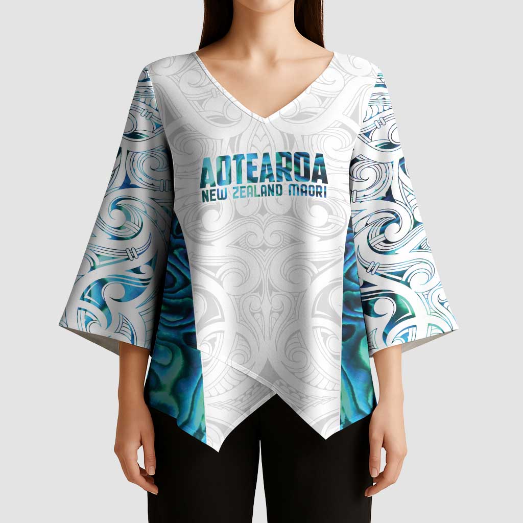 Custom New Zealand Aotearoa Kimono Sleeve Blouse Maori Paua Shell Indigenous - Aussie Hoodie