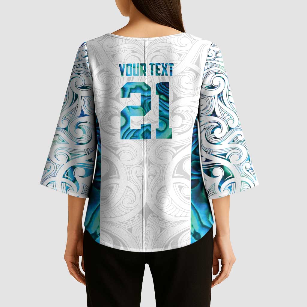 Custom New Zealand Aotearoa Kimono Sleeve Blouse Maori Paua Shell Indigenous - Aussie Hoodie
