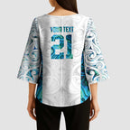 Custom New Zealand Aotearoa Kimono Sleeve Blouse Maori Paua Shell Indigenous - Aussie Hoodie