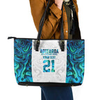 Custom New Zealand Aotearoa Leather Tote Bag Maori Paua Shell Indigenous - Aussie Hoodie