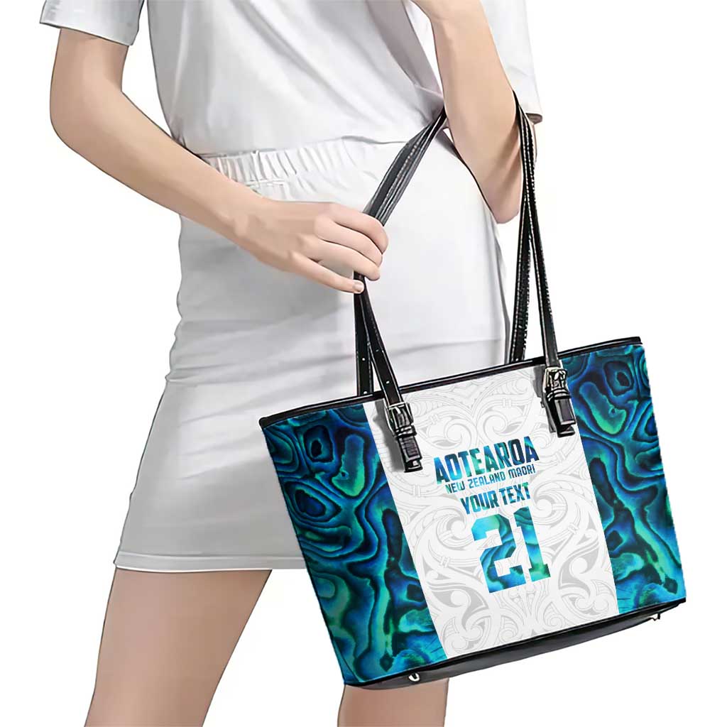 Custom New Zealand Aotearoa Leather Tote Bag Maori Paua Shell Indigenous - Aussie Hoodie