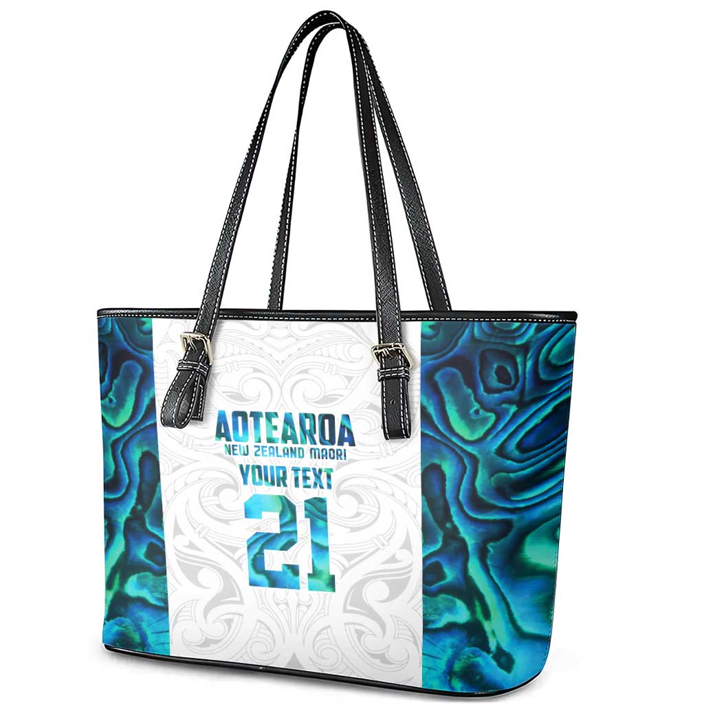 Custom New Zealand Aotearoa Leather Tote Bag Maori Paua Shell Indigenous - Aussie Hoodie