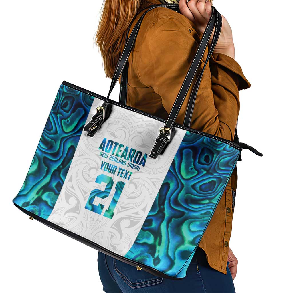 Custom New Zealand Aotearoa Leather Tote Bag Maori Paua Shell Indigenous - Aussie Hoodie