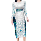 Custom New Zealand Aotearoa Long Sleeve Bodycon Dress Maori Paua Shell Indigenous - Aussie Hoodie