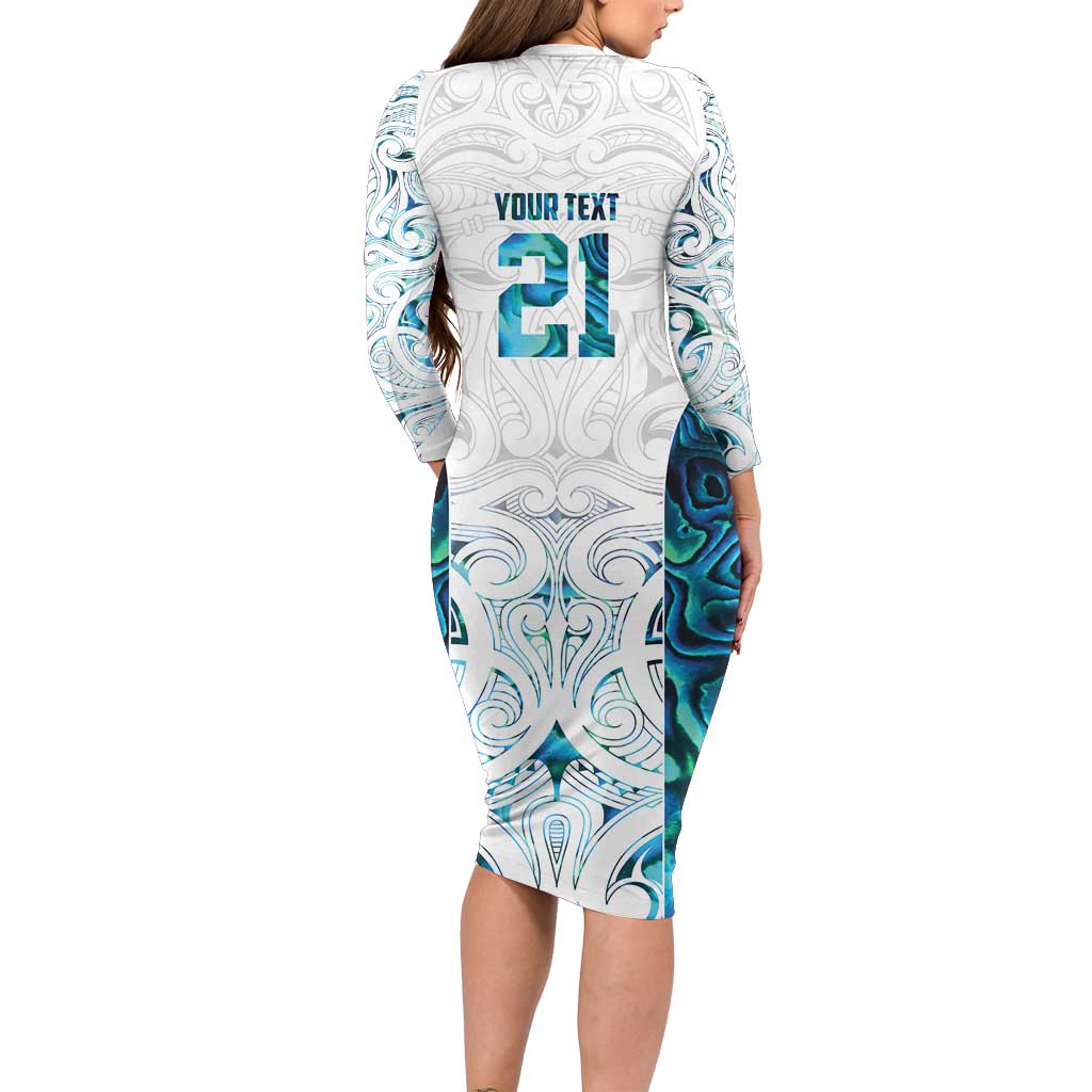 Custom New Zealand Aotearoa Long Sleeve Bodycon Dress Maori Paua Shell Indigenous - Aussie Hoodie