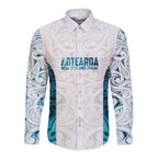 Custom New Zealand Aotearoa Long Sleeve Button Shirt Maori Paua Shell Indigenous - Aussie Hoodie