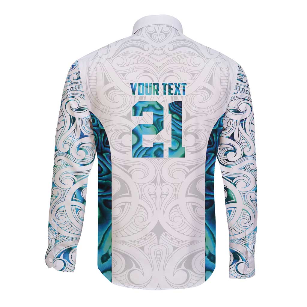 Custom New Zealand Aotearoa Long Sleeve Button Shirt Maori Paua Shell Indigenous - Aussie Hoodie
