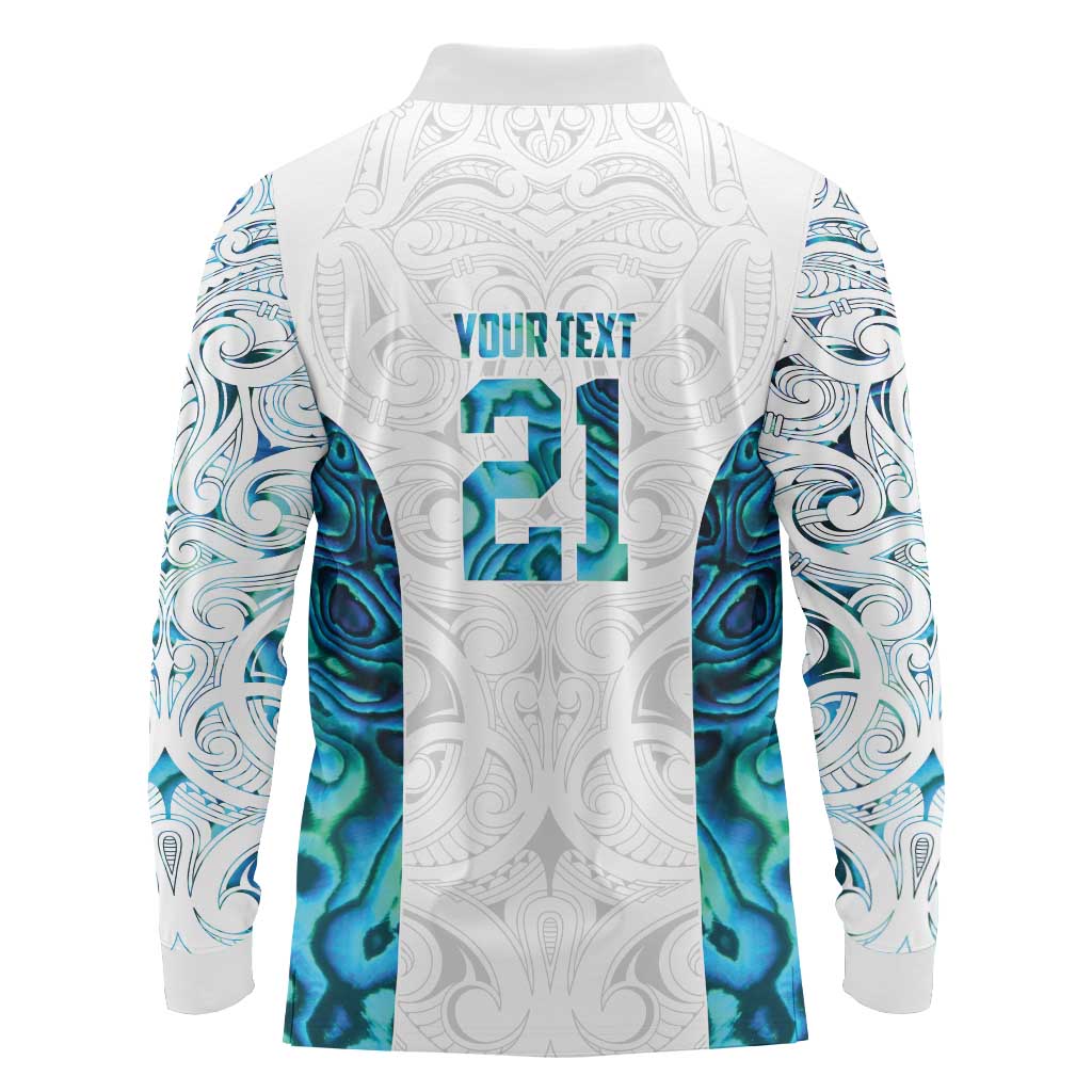 Custom New Zealand Aotearoa Long Sleeve Polo Shirt Maori Paua Shell Indigenous - Aussie Hoodie